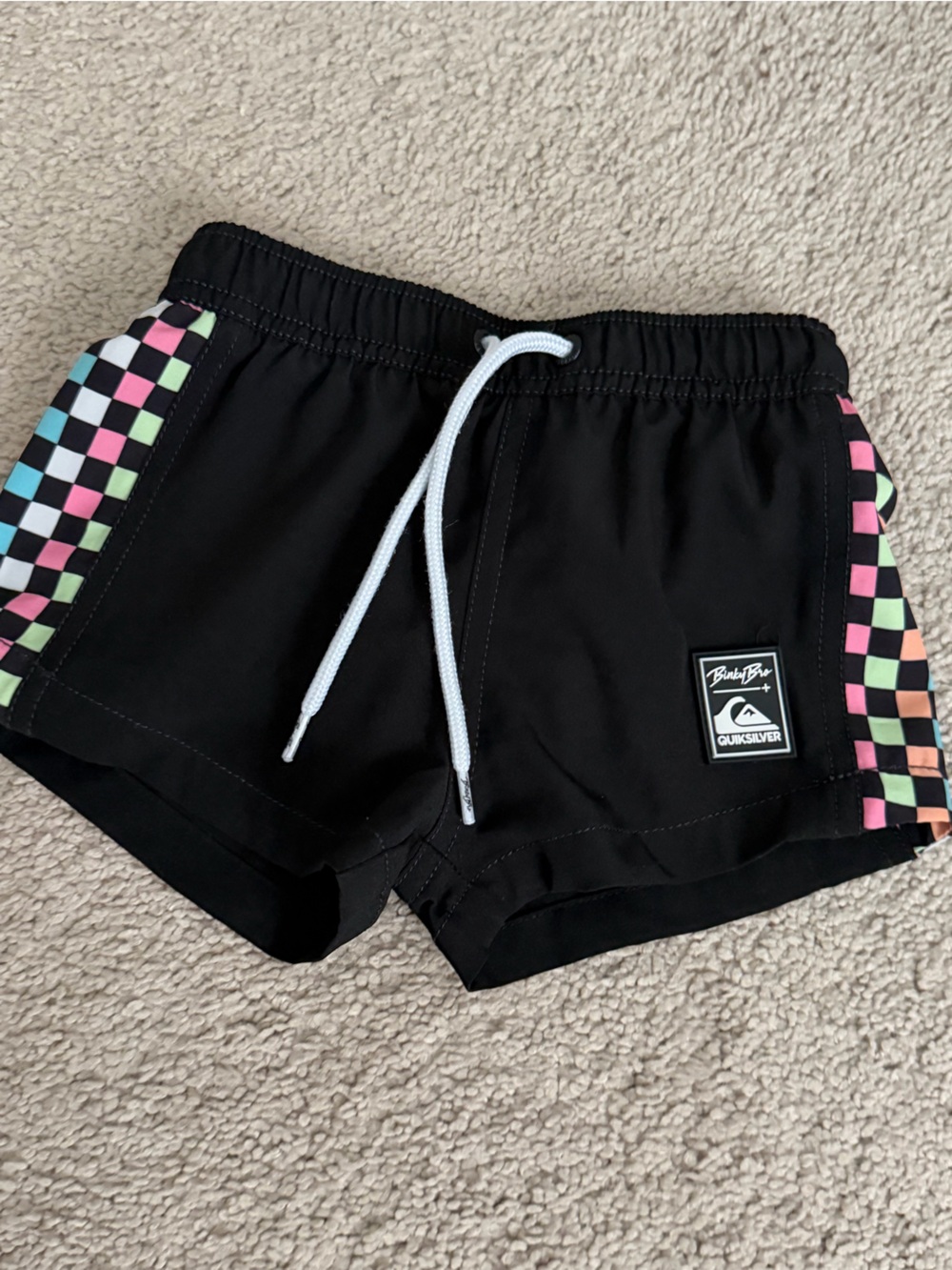 Binky Bro Neon Checkered Trim Swim Trunks 18-24 months